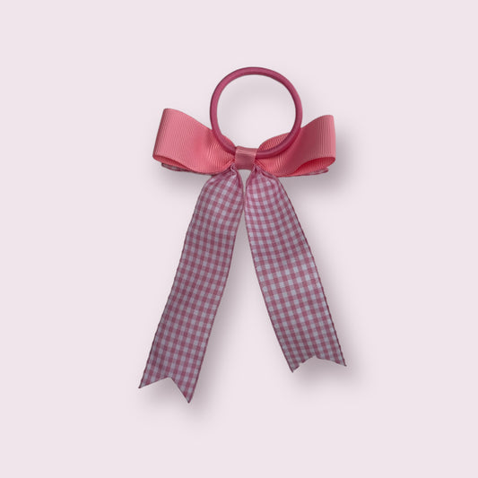 Pink Gingham 4" Tailed Bobble