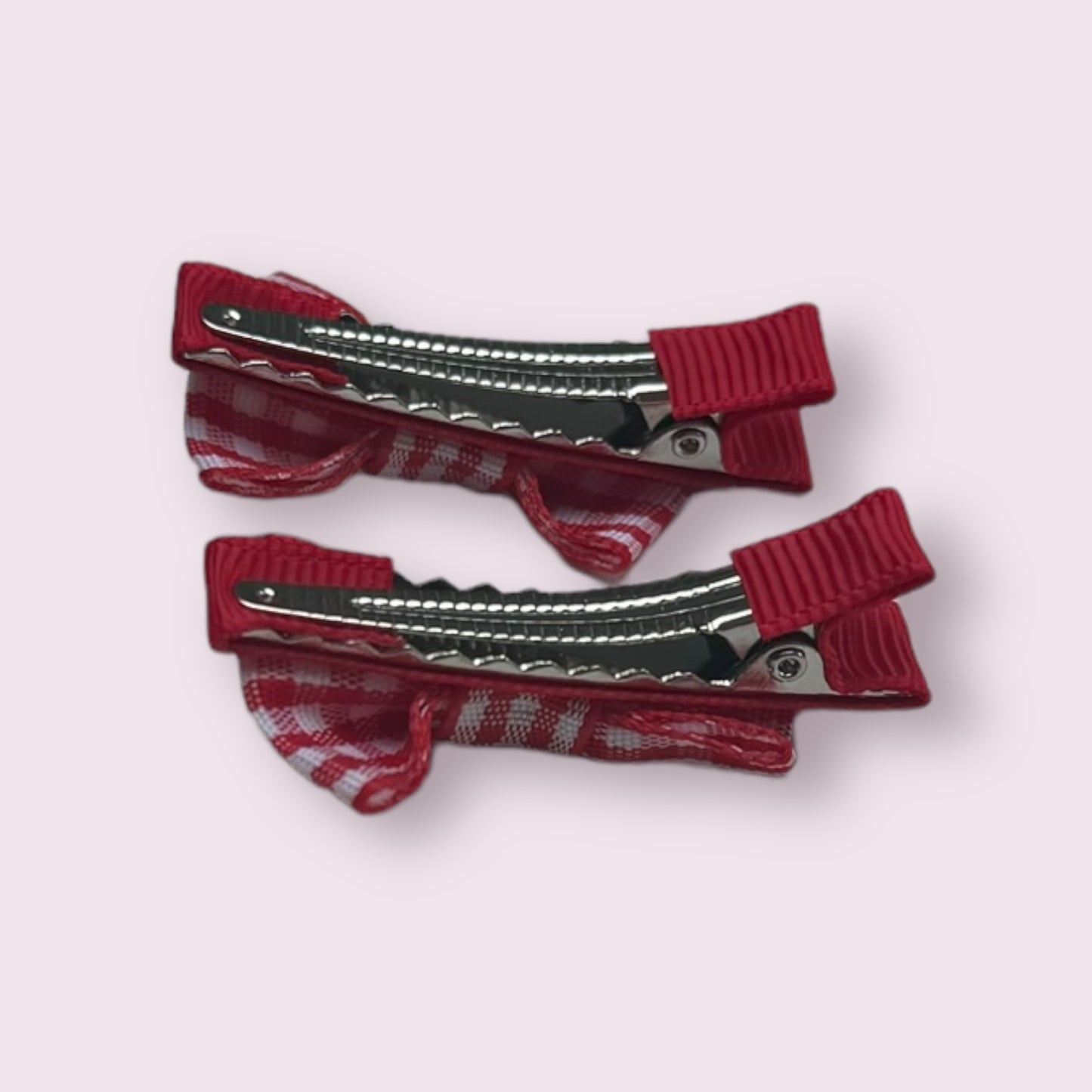 Red Gingham 1.75" Mini Bowtie Clip