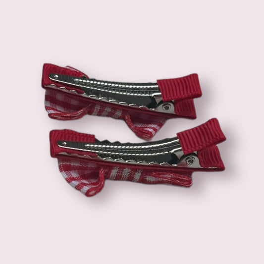 Red Gingham 1.75" Mini Bowtie Clip