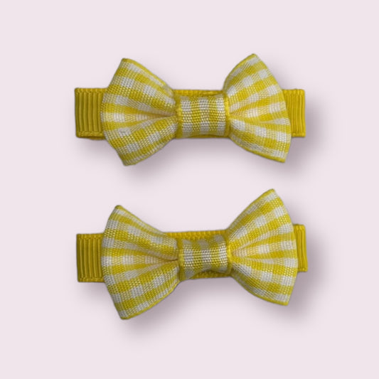 Yellow Gingham 1.75" Mini Bowtie Clip