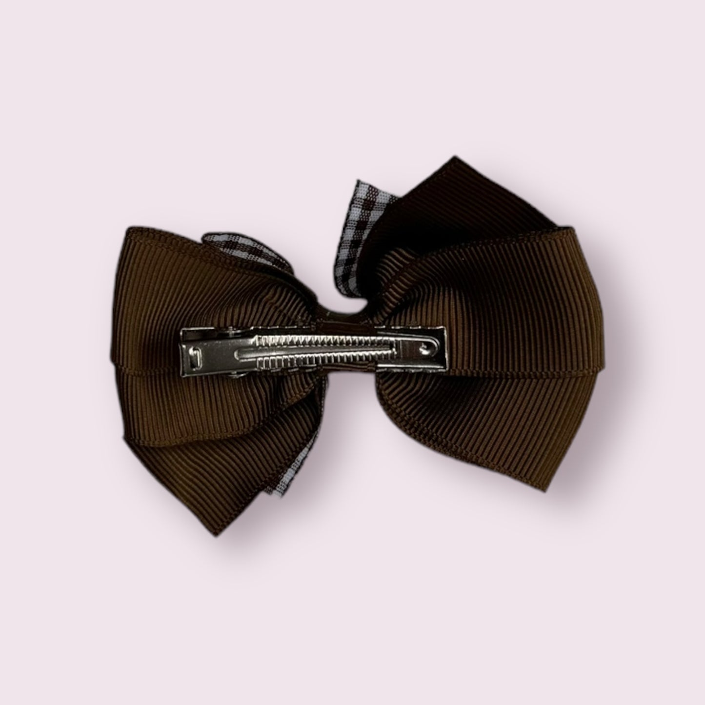 Brown Gingham 3" Pinwheel Clip