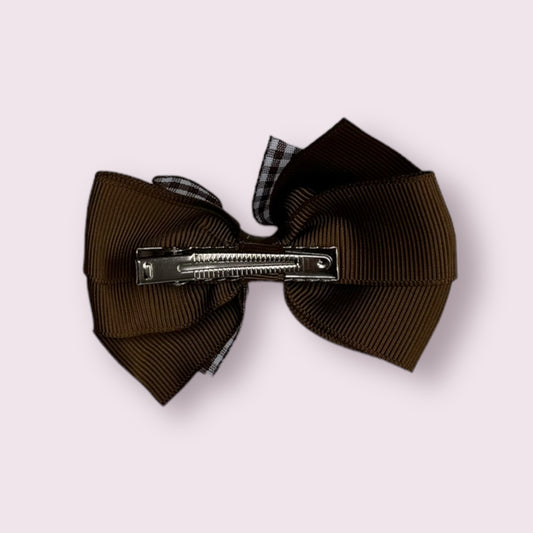 Brown Gingham 3" Pinwheel Clip