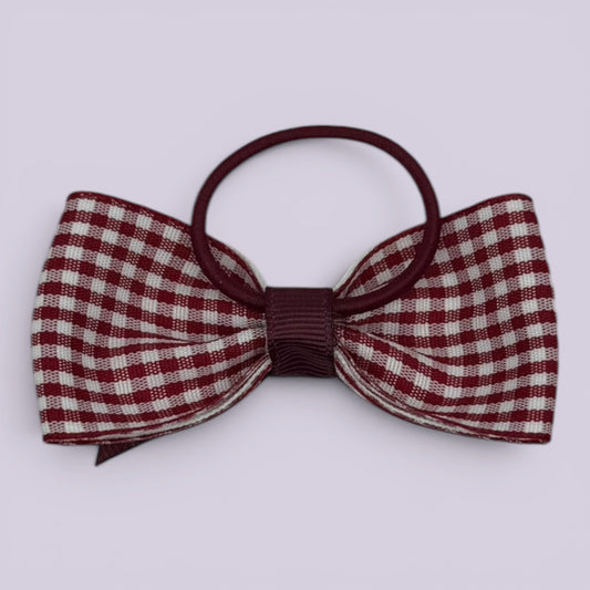 Hattie | Burgundy Gingham Bow Bobble