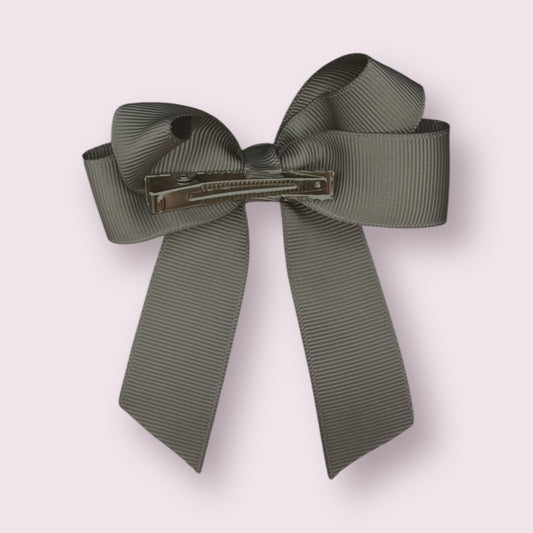 Grey 3.5" Tailed Clip Bow