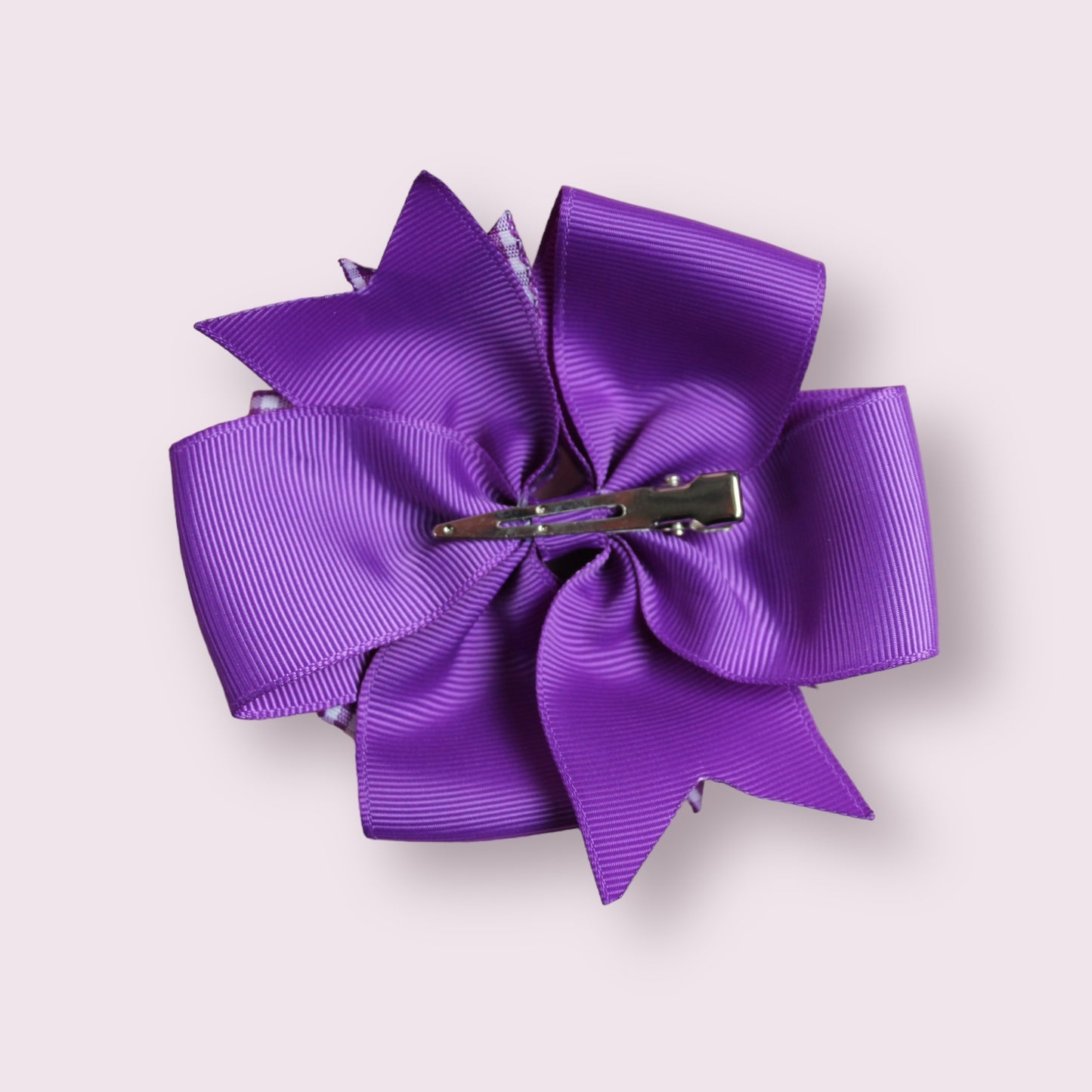 Purple Gingham 4" Double Pinwheel Clip