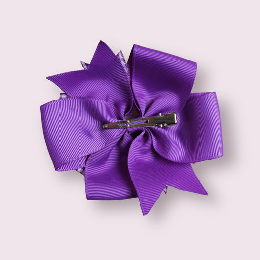 Purple Gingham 4" Double Pinwheel Clip