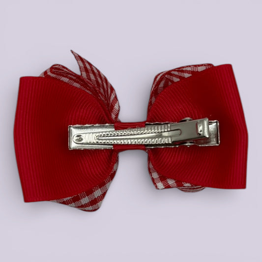 Clara | Red Gingham Clip - School Hair Accessories UK