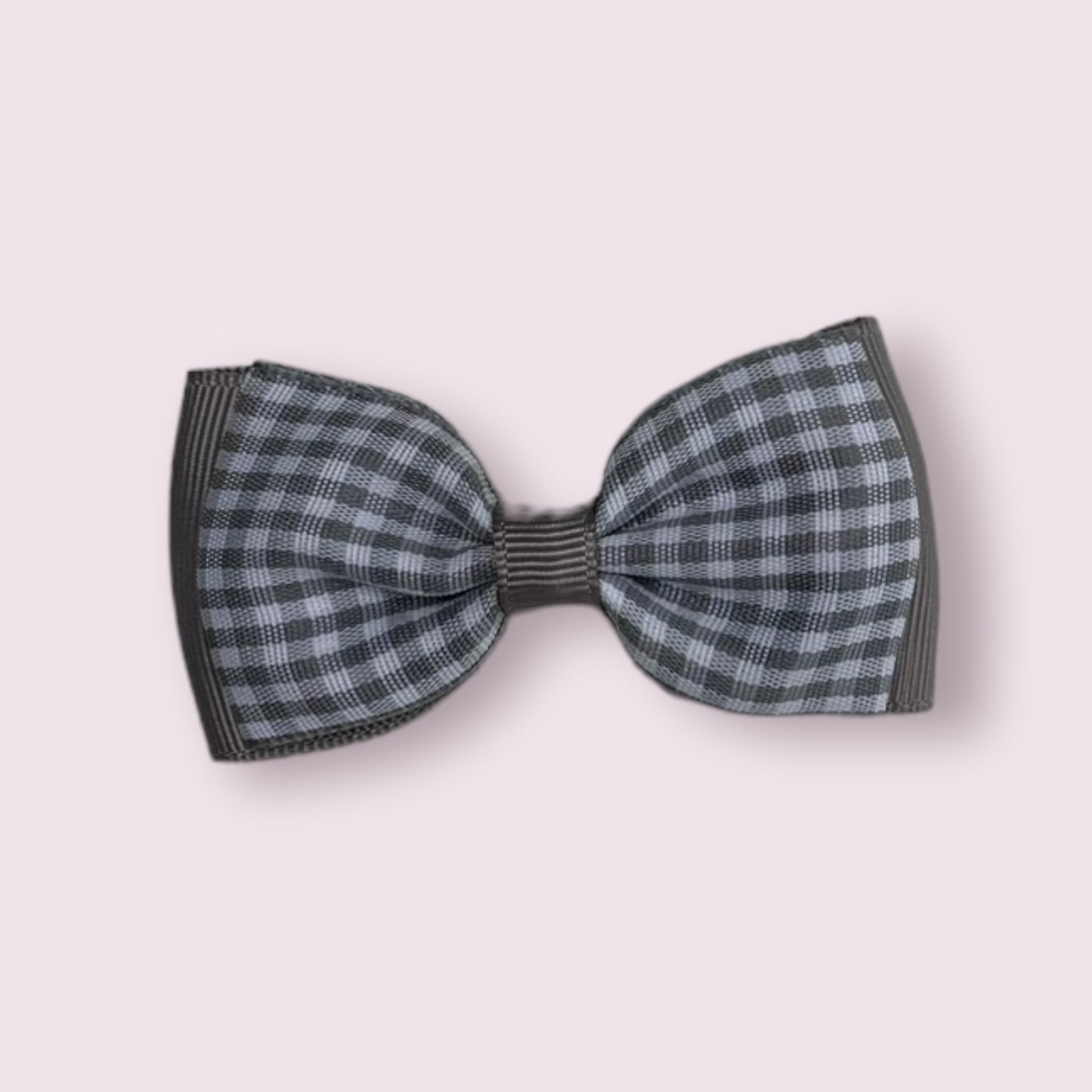 Grey Gingham 3" Bowtie Clip