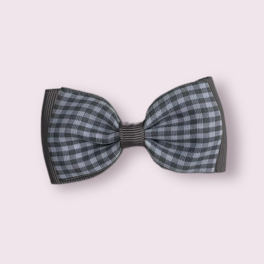 Grey Gingham 3" Bowtie Clip