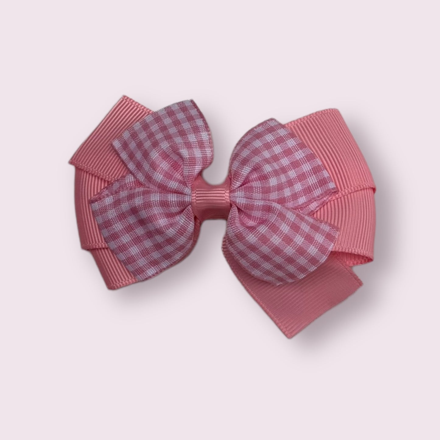 Pink Gingham 3" Pinwheel Clip
