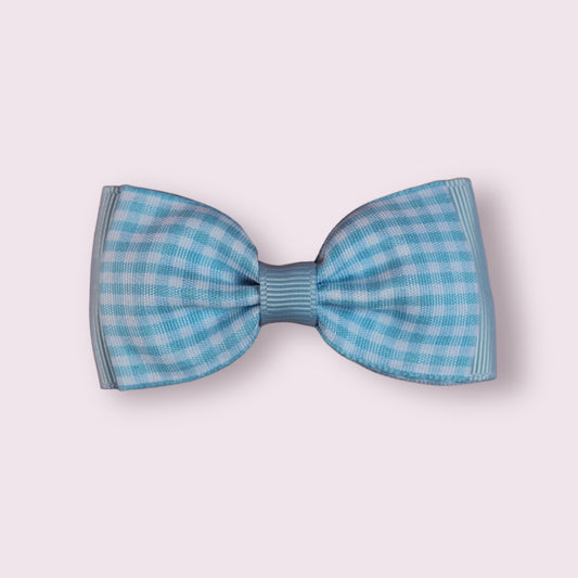 Summer Dress Blue Gingham 3" Bowtie Clip