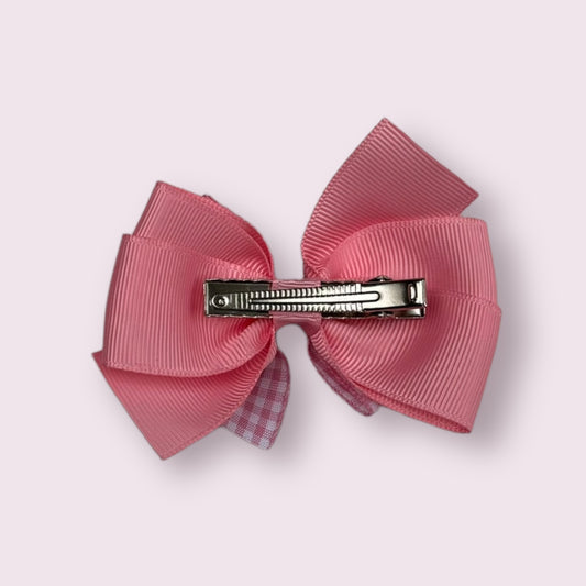 Pink Gingham 3" Pinwheel Clip