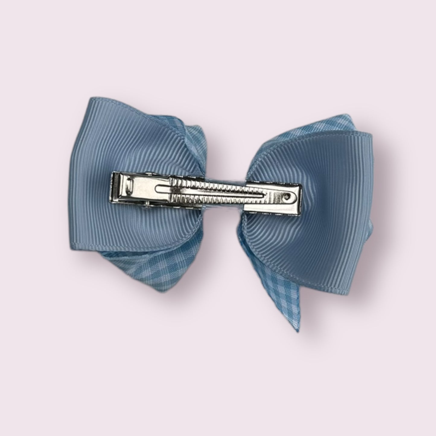 Summer Dress Blue Gingham 3" Double Bow Clip