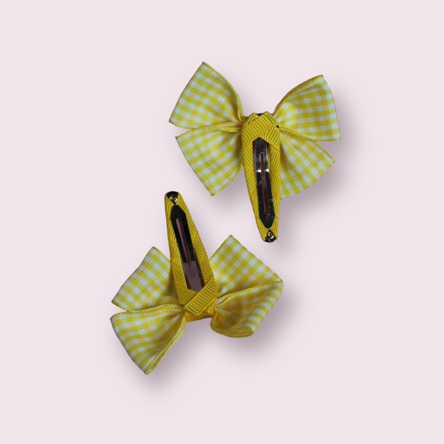 Yellow Gingham 2.5" Butterfly Snap Clips
