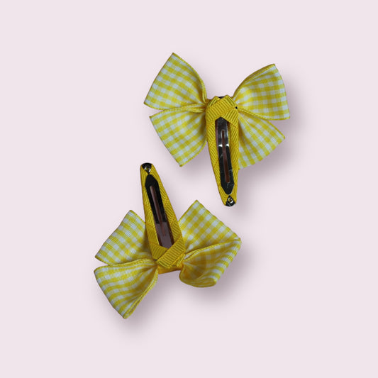 Yellow Gingham 2.5" Butterfly Snap Clips