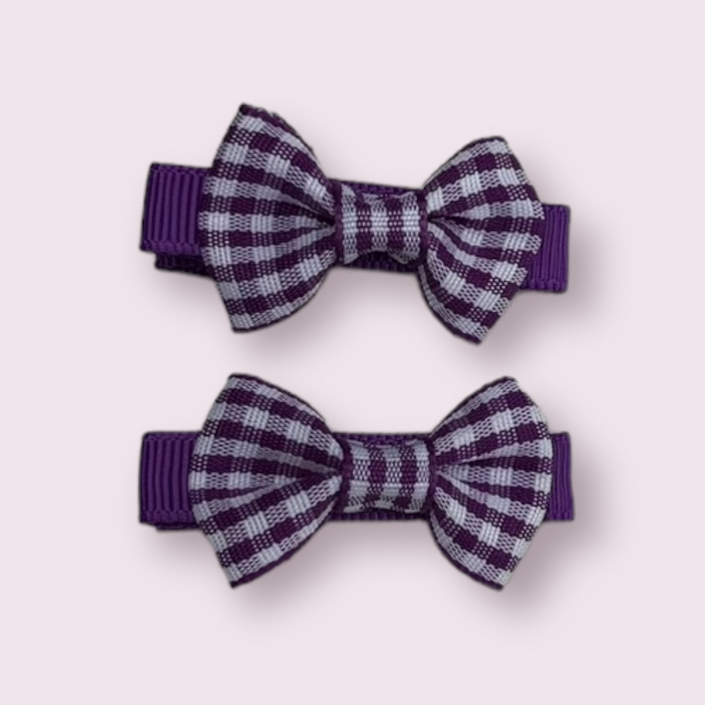 Purple Gingham 1.75" Mini Bowtie Clips