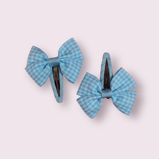 Summer Dress Blue Gingham 2.5" Butterfly Snap Clips