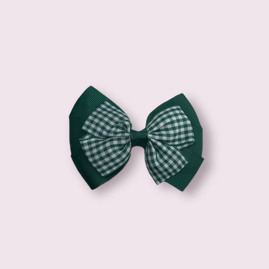 Emerald Green Gingham 3" Pinwheel Clip