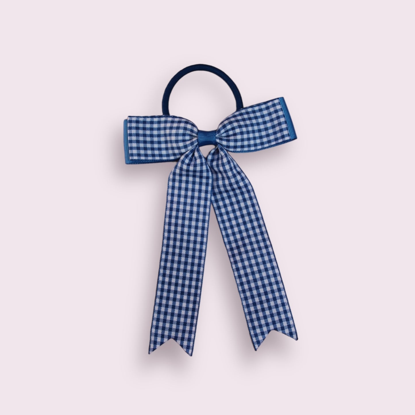 Royal Blue Gingham 4" Tailed Bobble