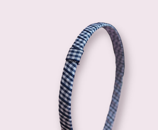 Navy Blue Gingham Infinity Headband