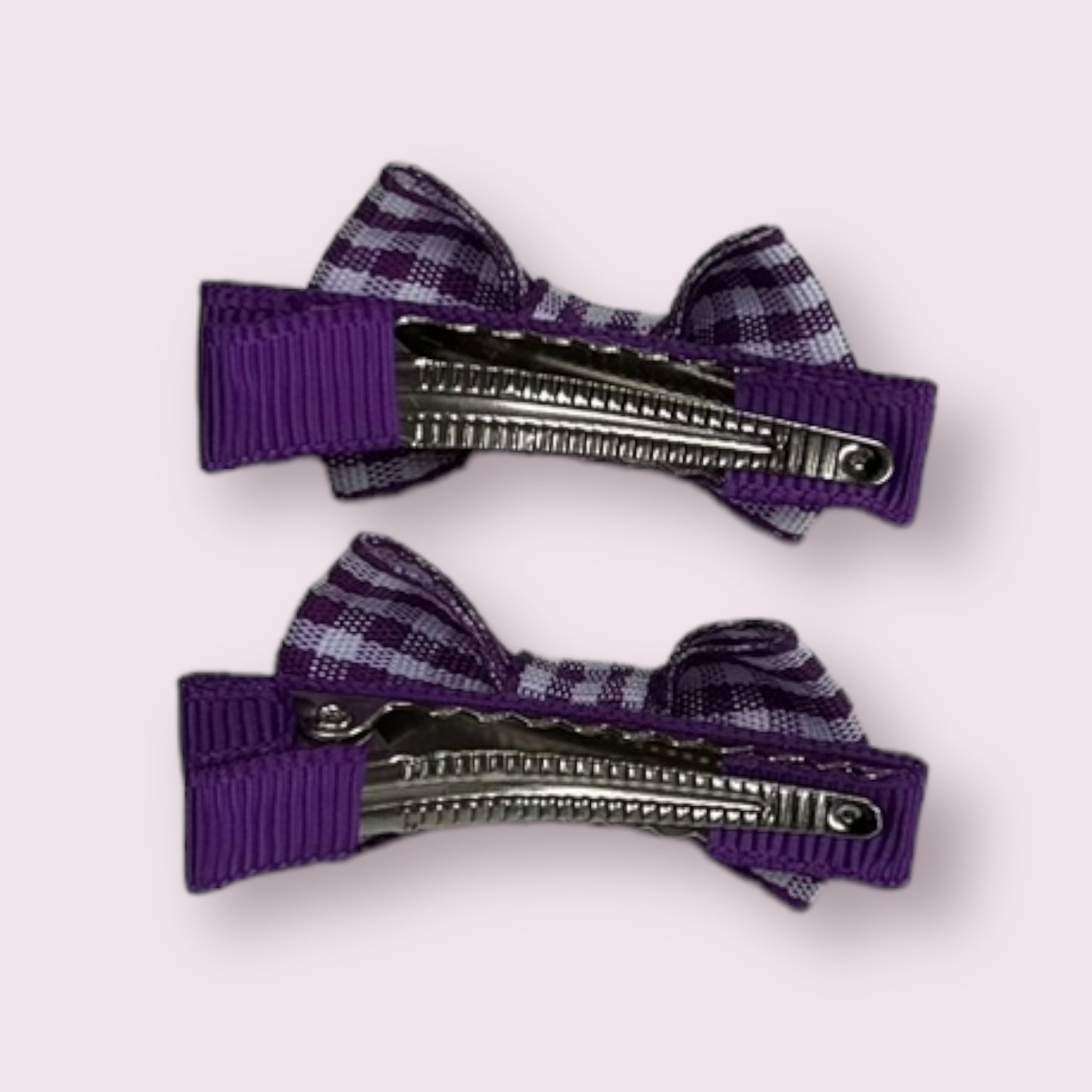 Purple Gingham 1.75" Mini Bowtie Clips