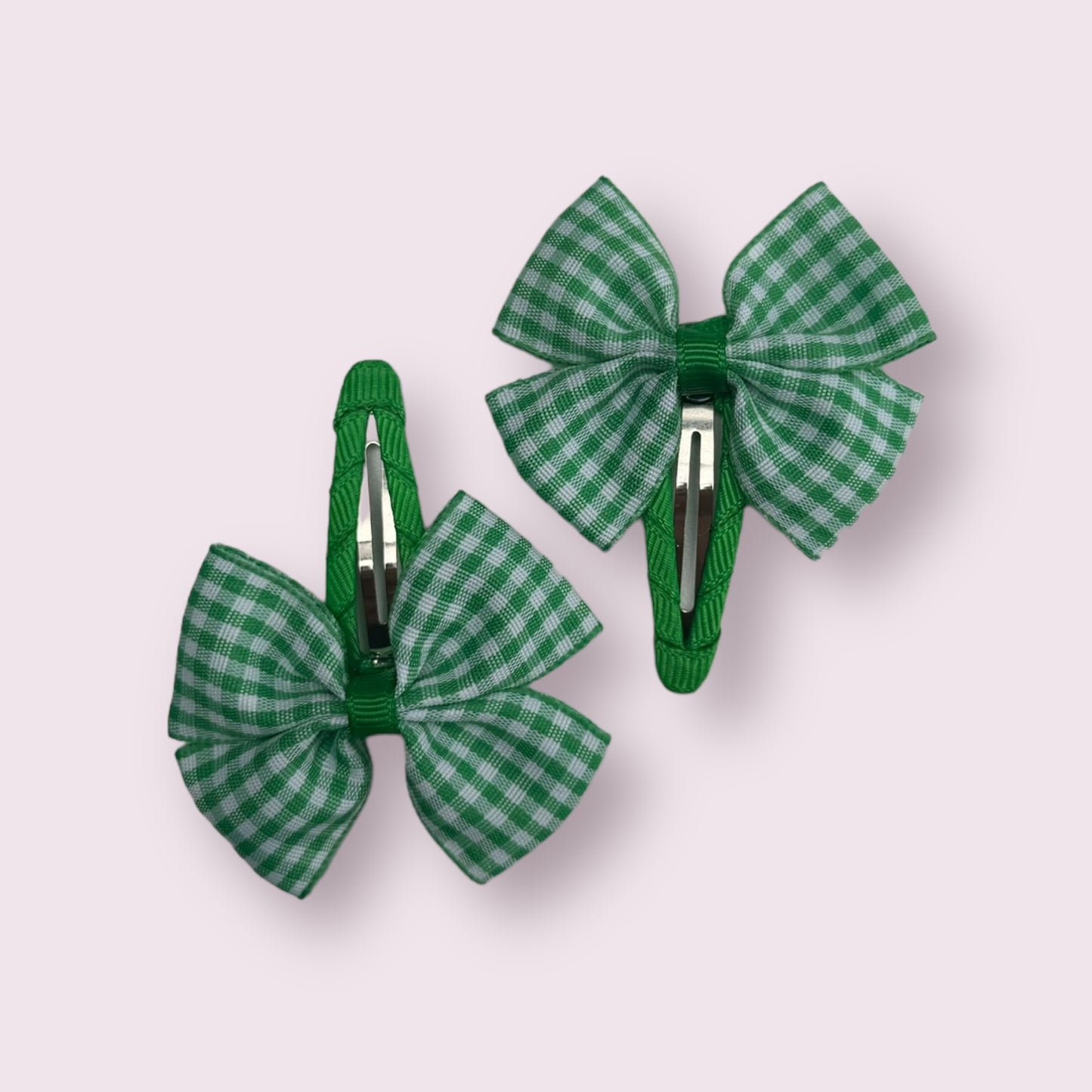 Emerald Green Gingham Butterfly Snap Clips