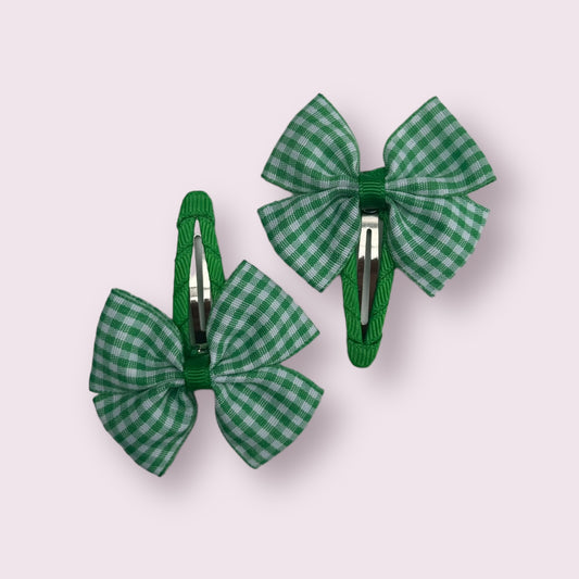 Emerald Green Gingham Butterfly Snap Clips