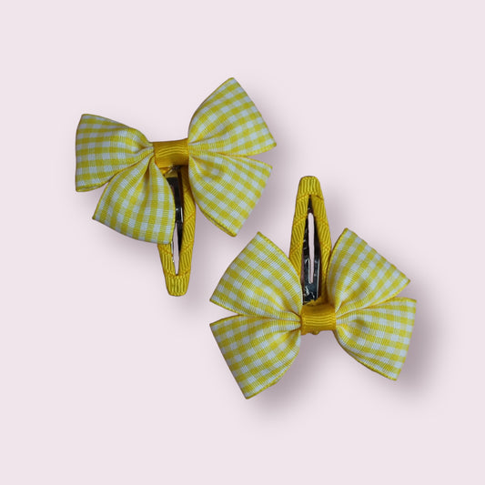 Yellow Gingham 2.5" Butterfly Snap Clips
