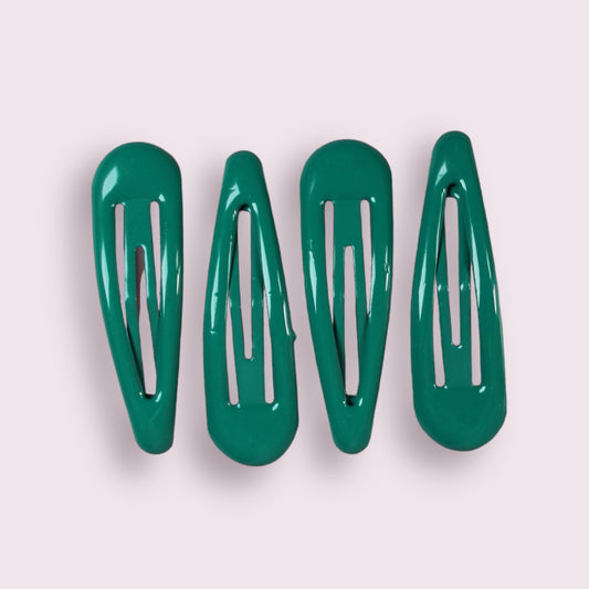 Jade green snap hair clips on card