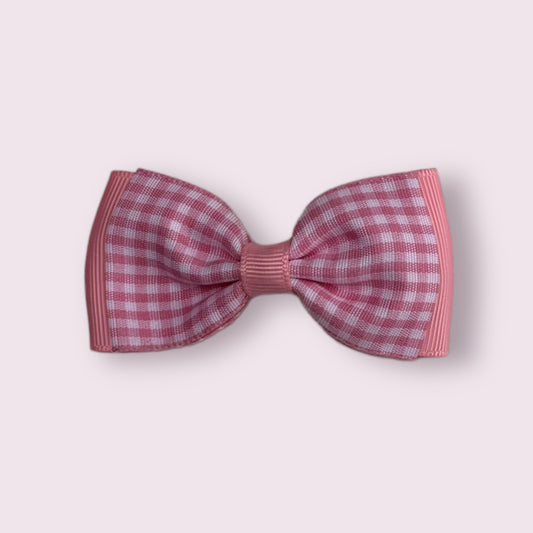Pink Gingham 3" Bowtie Clip