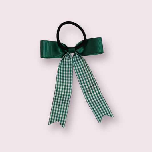 Hunter Green Gingham 4" Tailed Bobble