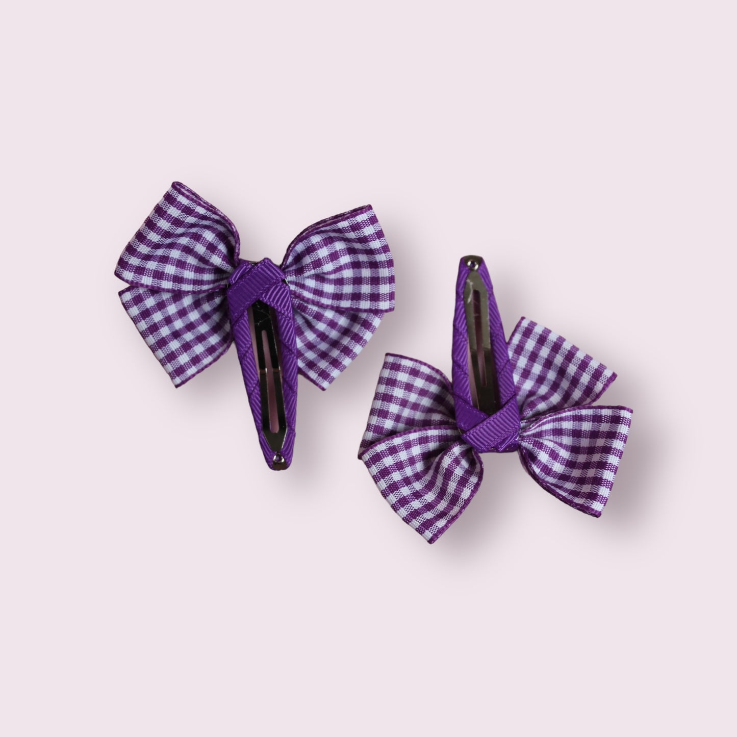 Purple Gingham 2.5" Butterfly Snap Clips