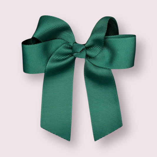 Hunter Green 3.5" Tailed Clip Bow