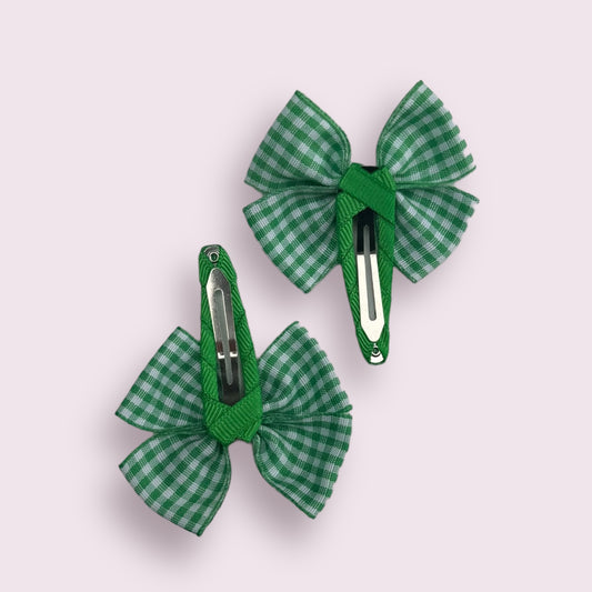Emerald Green Gingham Butterfly Snap Clips