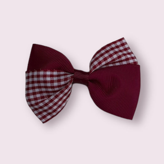 Burgundy Gingham 3" Twisted Clip
