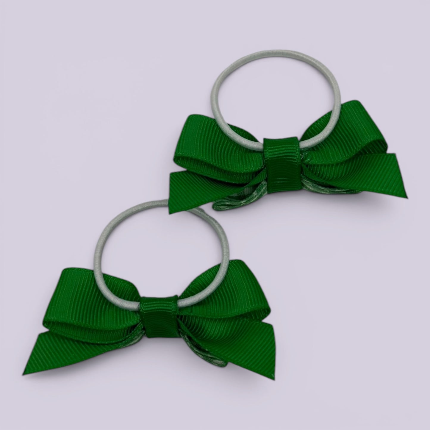 Juni | Emerald Green Gingham Small Double bow bobbles pair