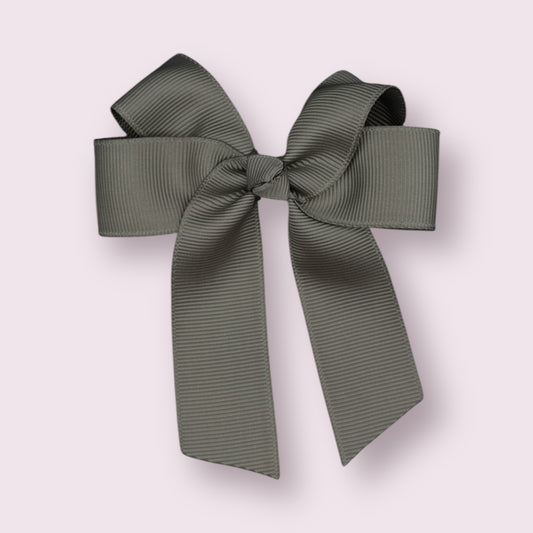 Grey 3.5" Tailed Clip Bow