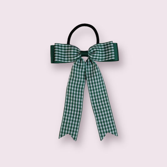 Hunter Green Gingham 4" Tailed Bobble