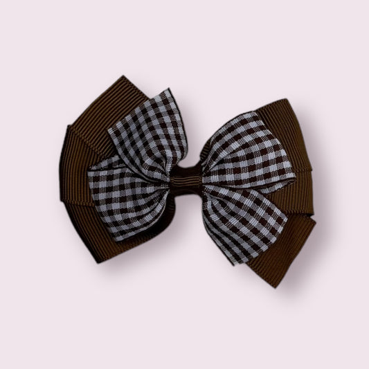 Brown Gingham 3" Pinwheel Clip