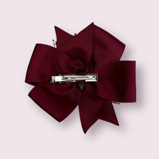 Burgundy Gingham 4" Double Pinwheel Clip