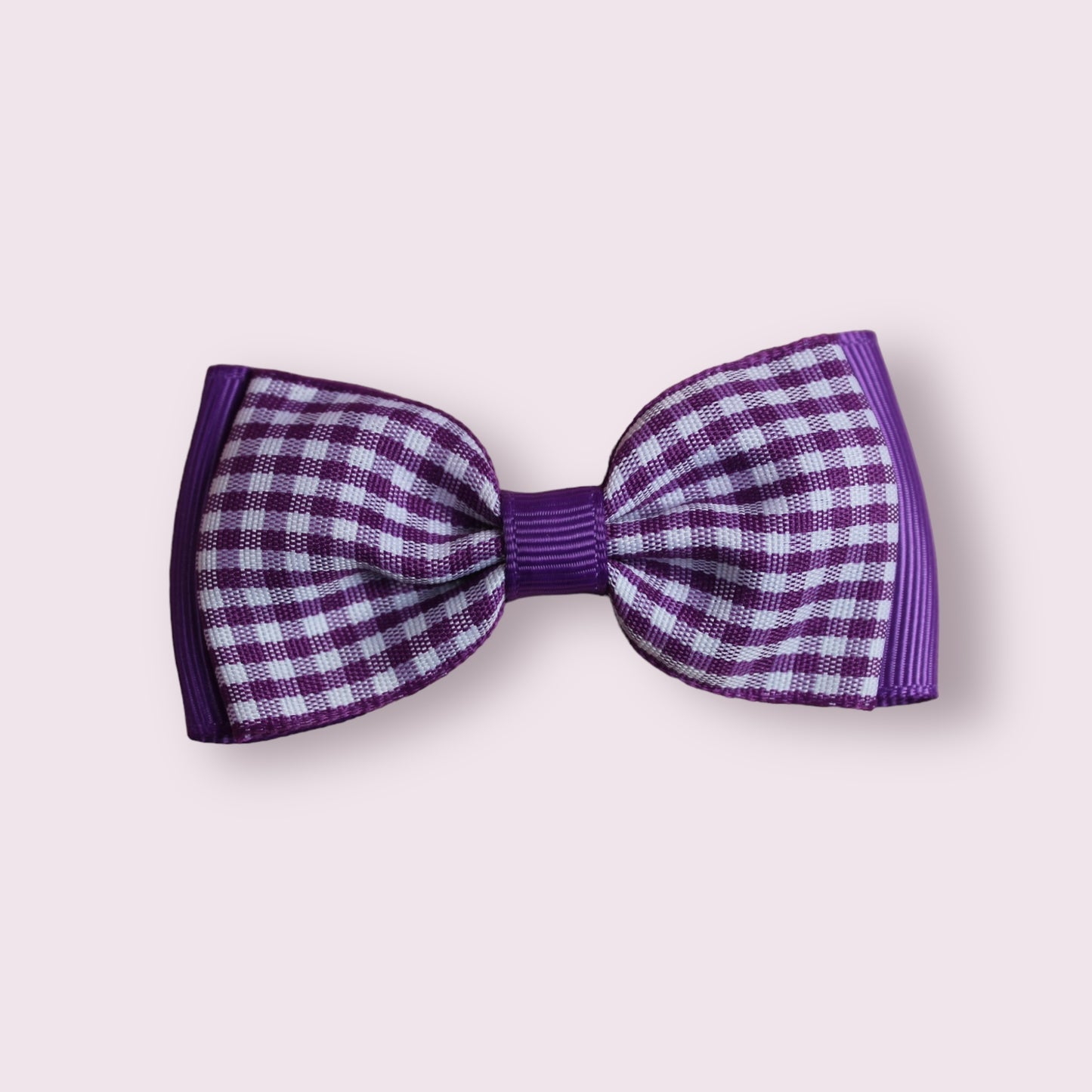 Purple Gingham 3" Bowtie Clip