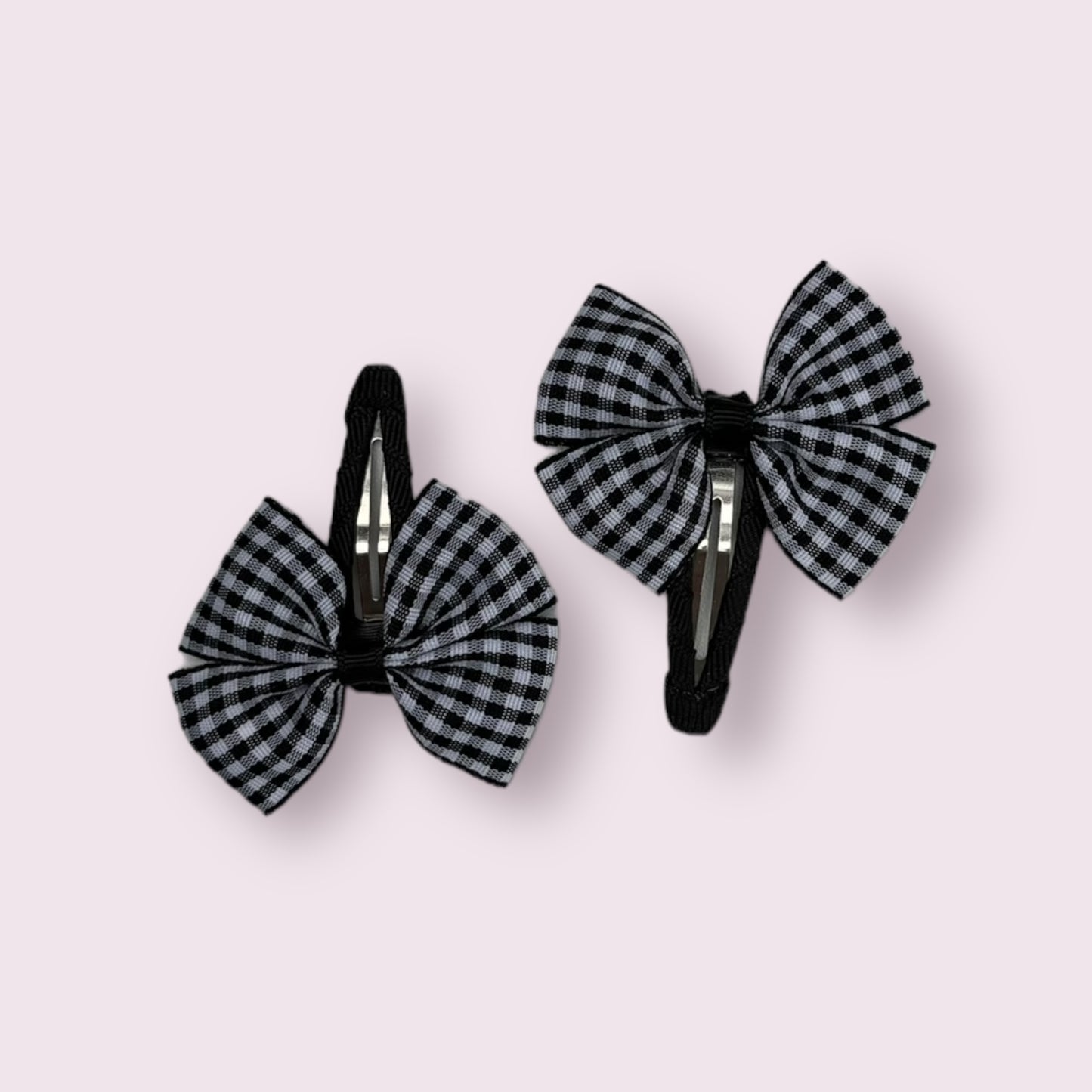 Black 2.5" Gingham Butterfly Snap Clips