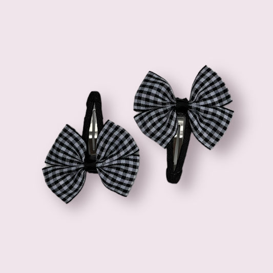 Black 2.5" Gingham Butterfly Snap Clips