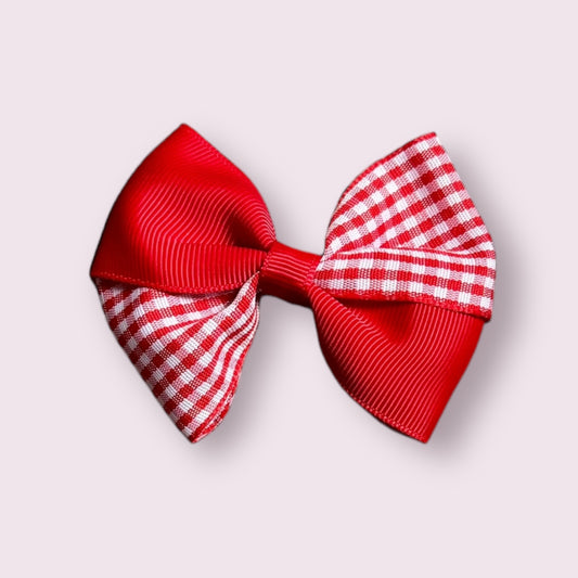 Red Gingham 3" Twisted Clip