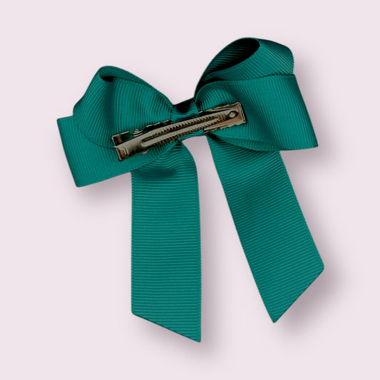 Jade Green 3.5" Tailed Clip Bow