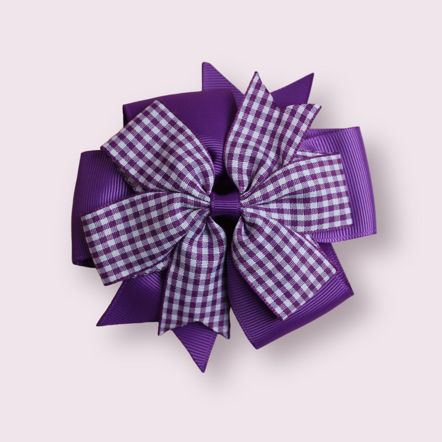 Purple Gingham 4" Double Pinwheel Clip