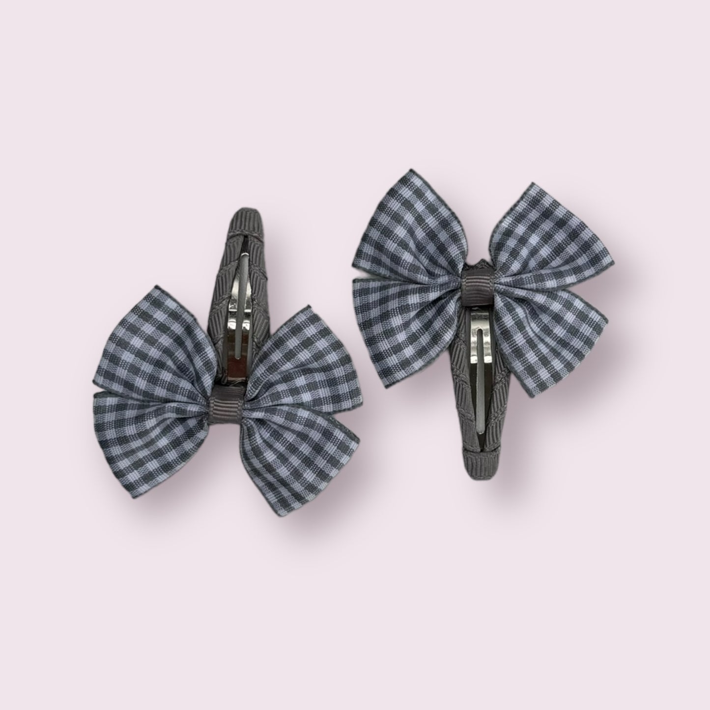 Grey Gingham 2.5" Butterfly Snap Clips