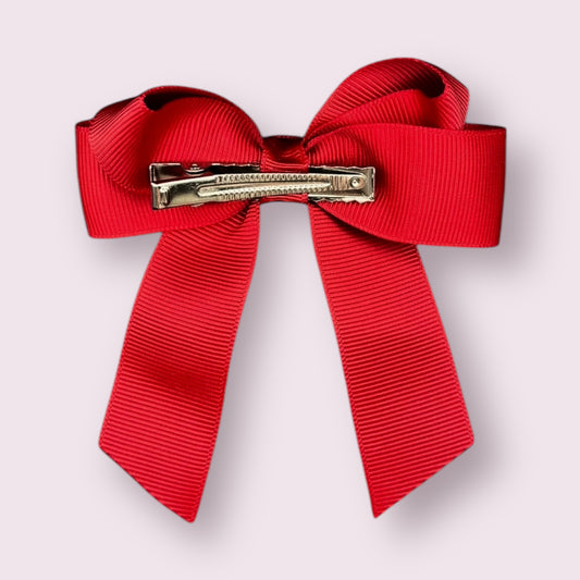Red 3.5" Tailed Clip Bow