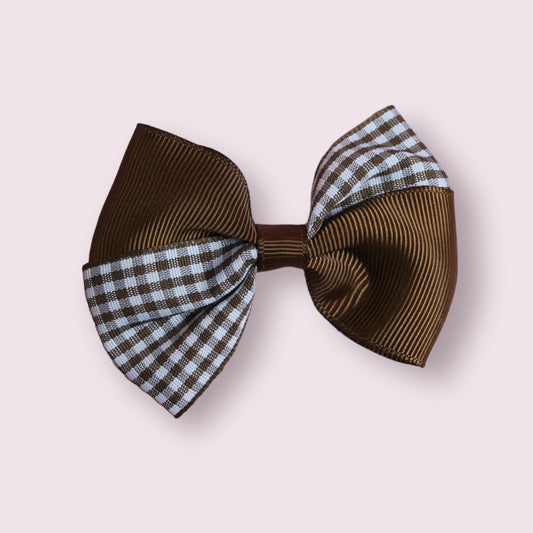 Brown Gingham 3" Twisted Clip