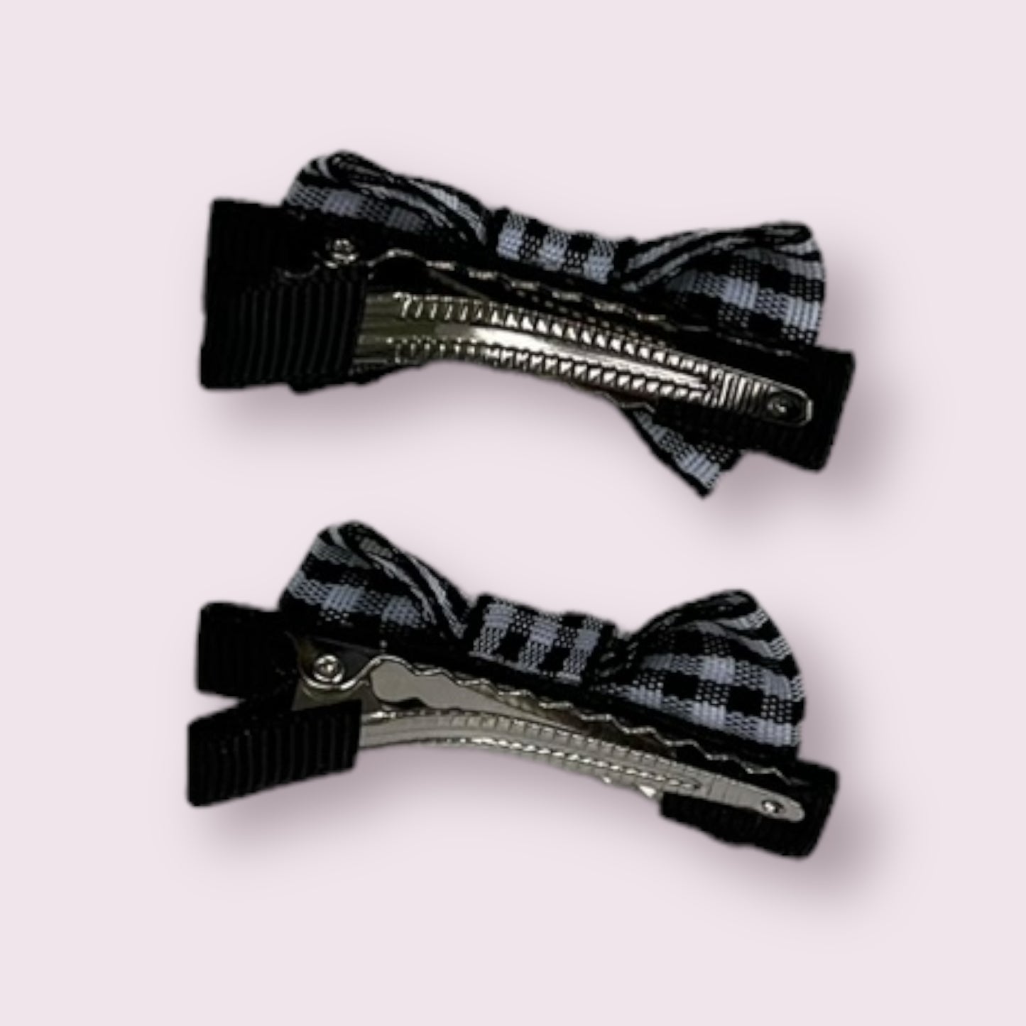 Black Gingham 1.75" Mini Bowtie Clips